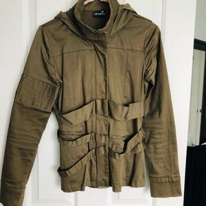 Schwiing hooded khaki green fall jacket